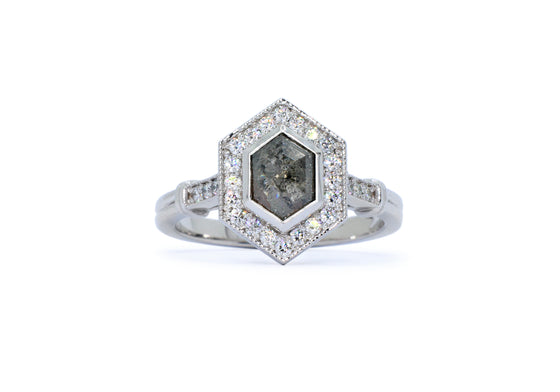 Salt and pepper diamond ring