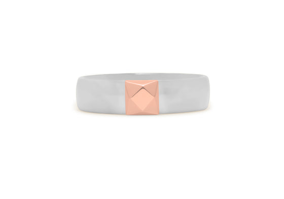 Rose gold faceted stone ring