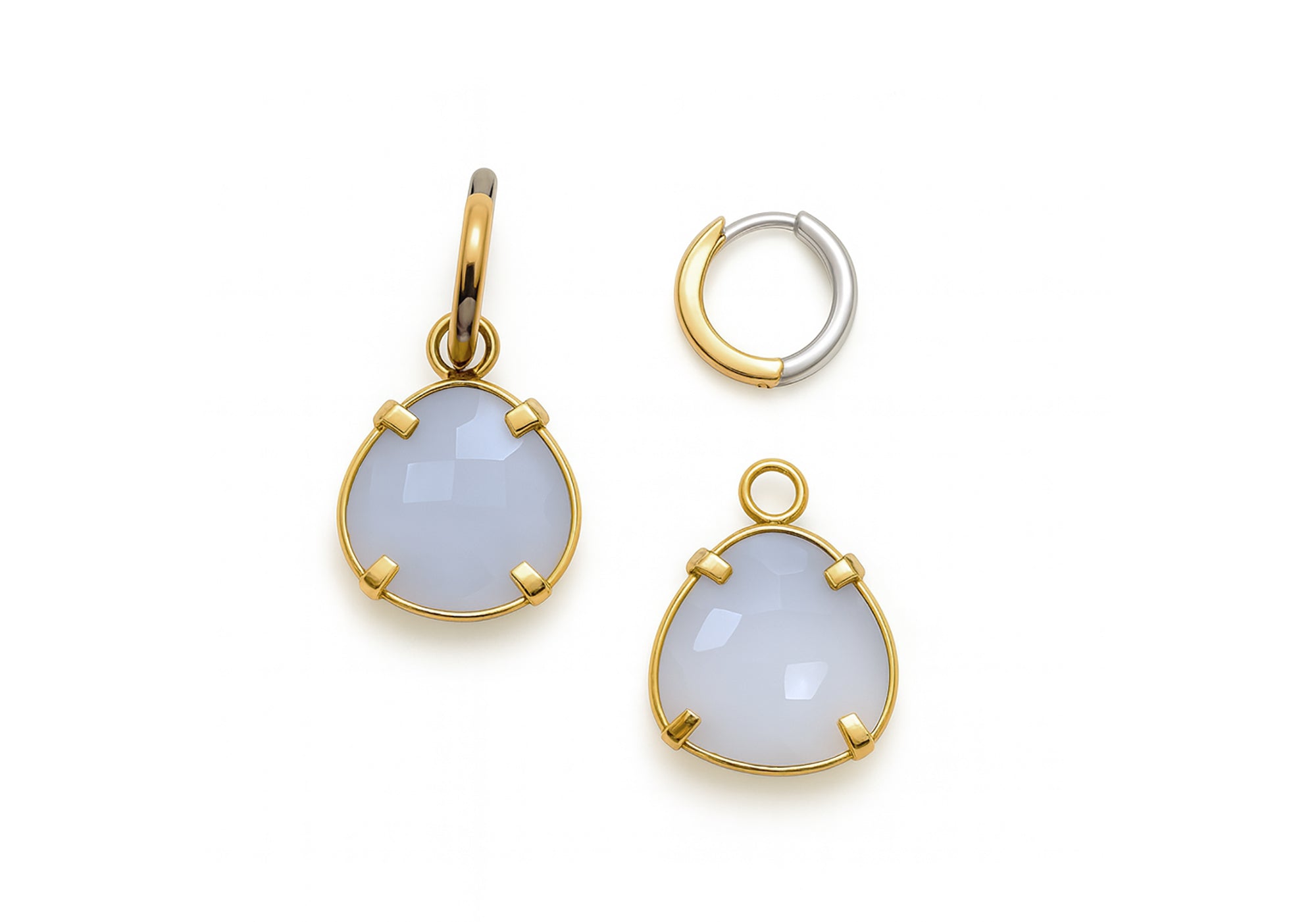 Anneaux deux tons avec enjoliveurs de calcédoines