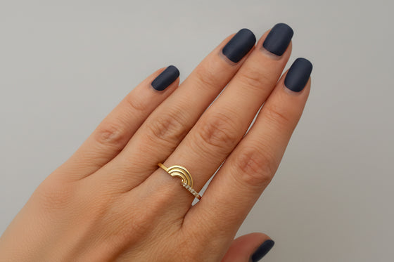 Rainbow ring with pavé diamonds