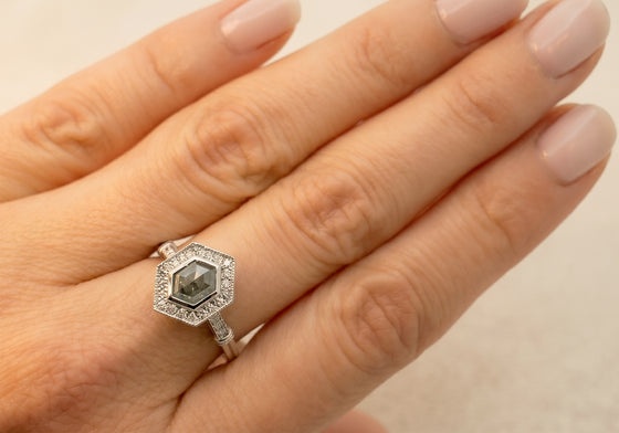 Salt and pepper diamond ring