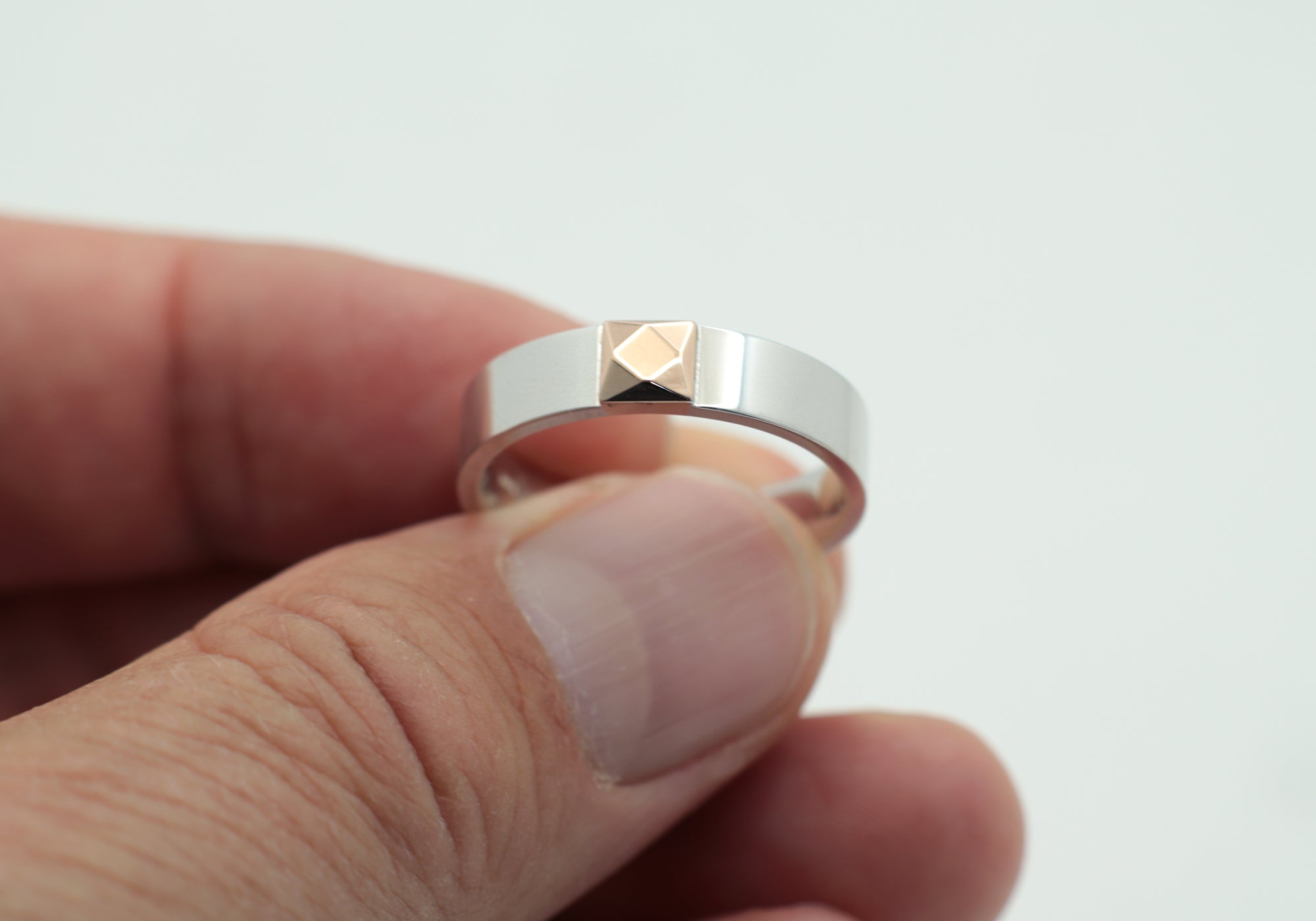 Rose gold faceted stone ring