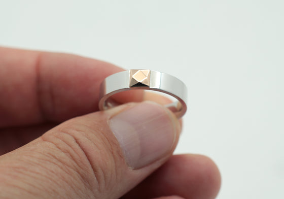 Rose gold faceted stone ring