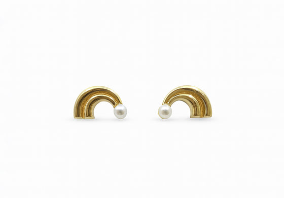 Rainbow earrings in yellow gold and pearls