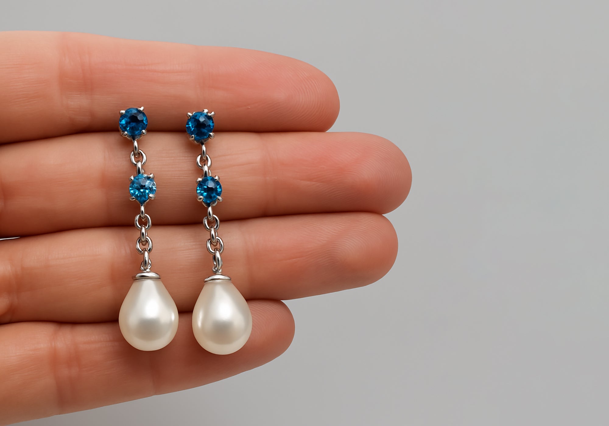 Topaz and pearl earrings