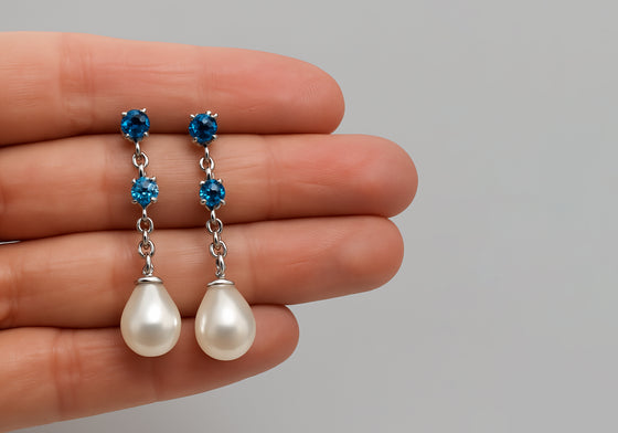 Topaz and pearl earrings
