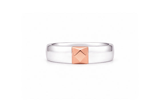 Rose gold faceted stone ring