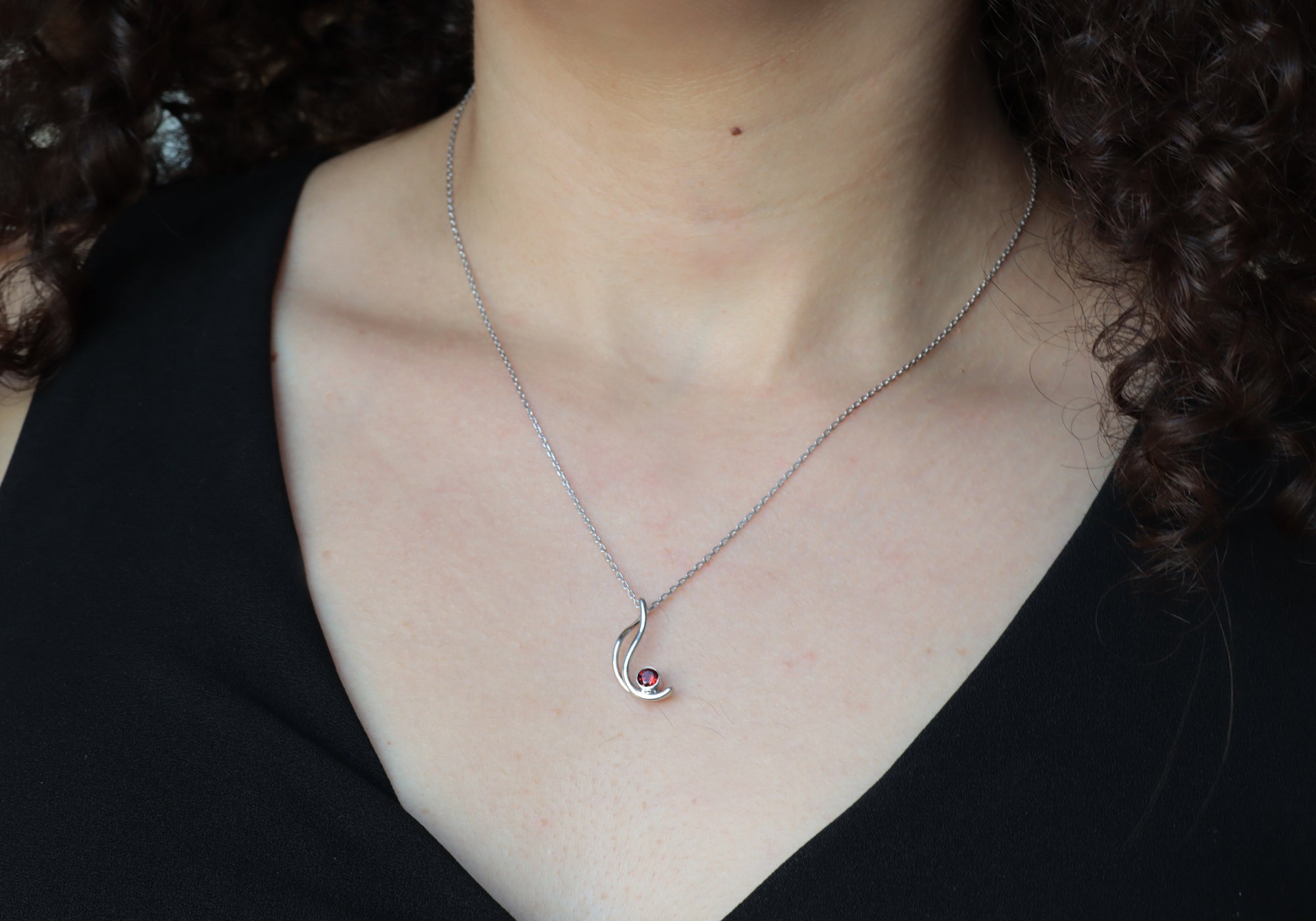 Curved Garnet Pendant