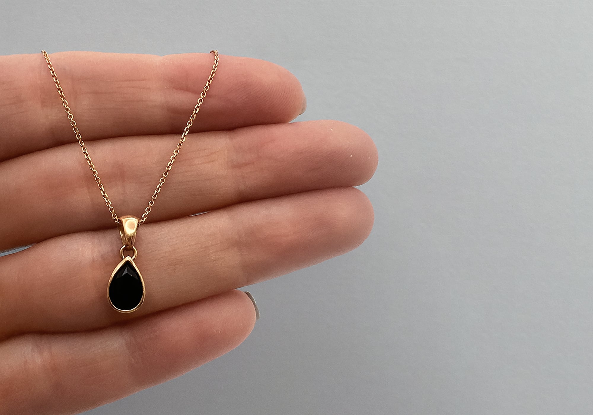 Spinel and rose gold teardrop necklace