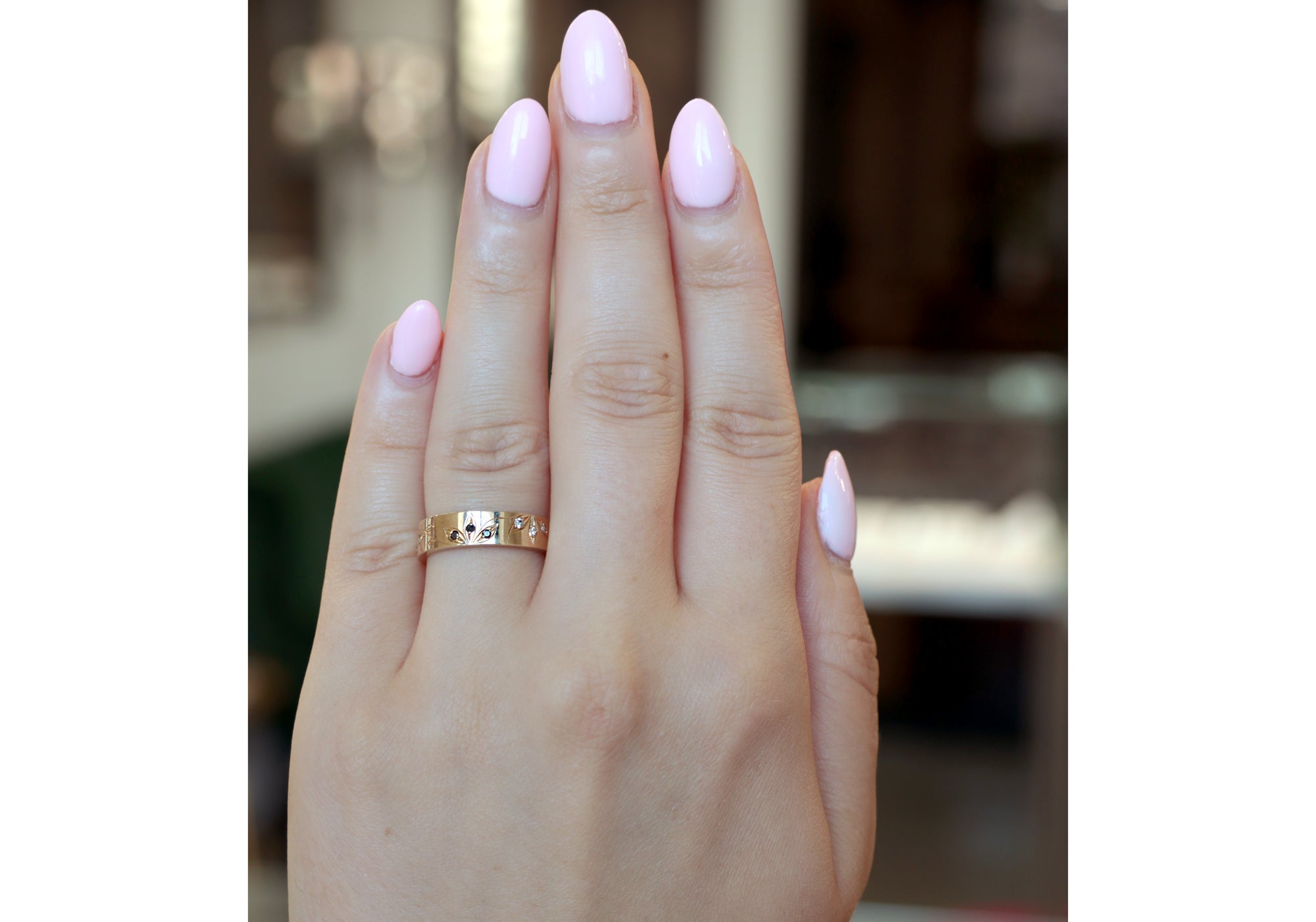 Jonc Art Déco avec diamants noirs et blancs