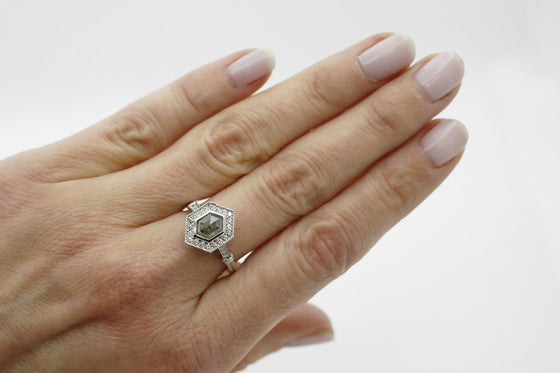 Salt and pepper diamond ring