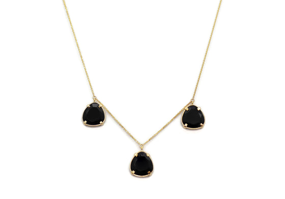Three onyx medallion necklace