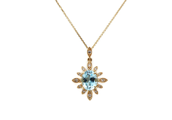 Sun necklace with aquamarine