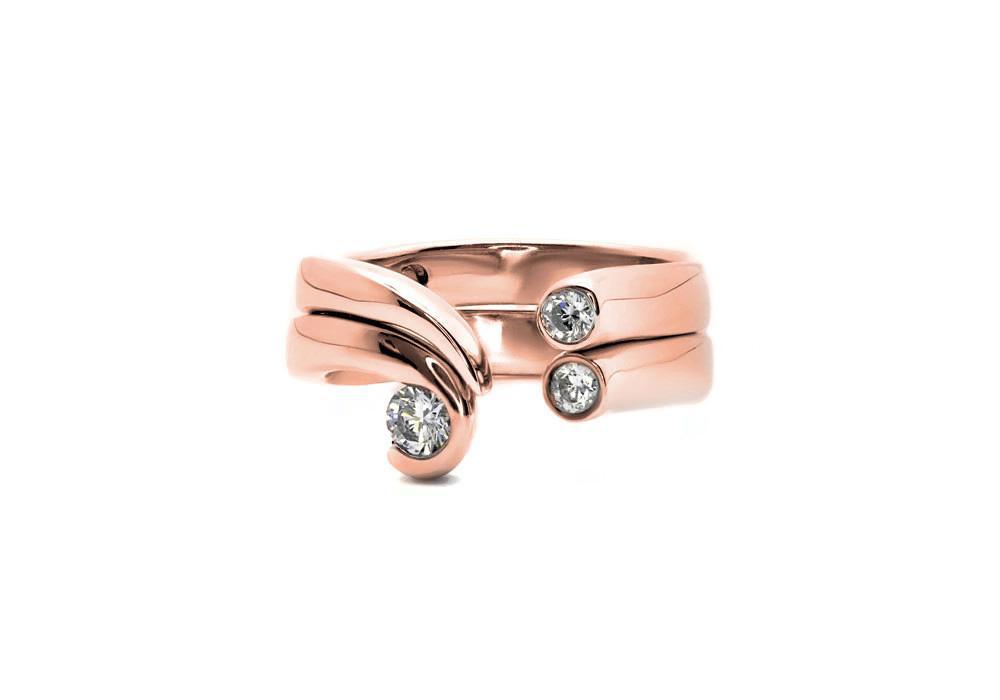 duo bagues diamants or rose le berceau double