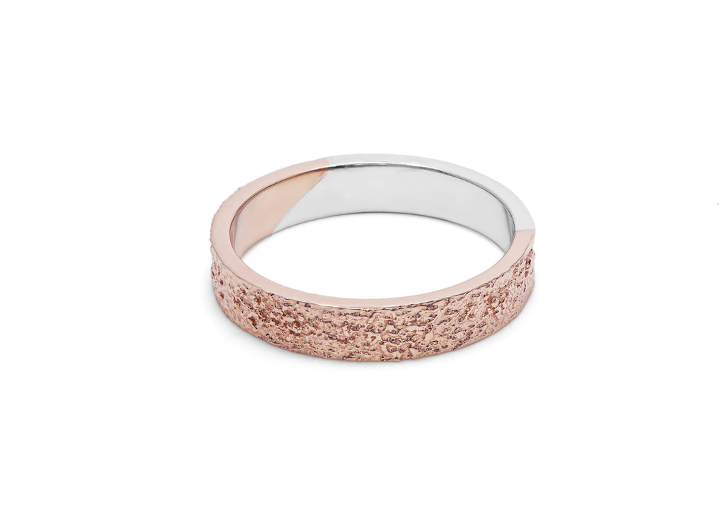 bague homme or rose et blanc entre ciel et terre dessus