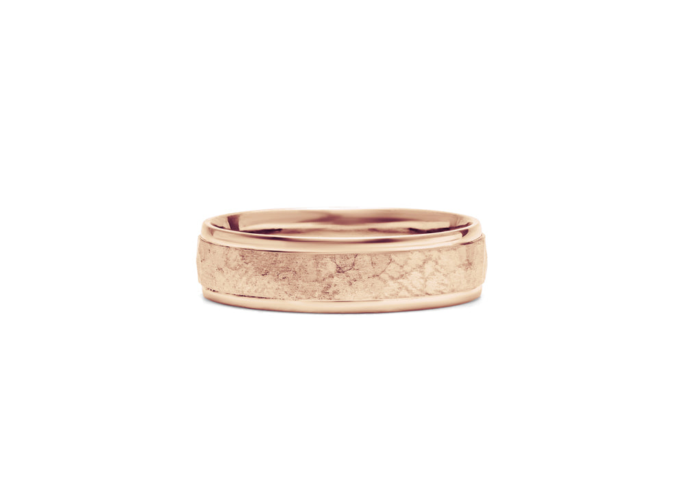 bague homme or rose texture organique comme un gant