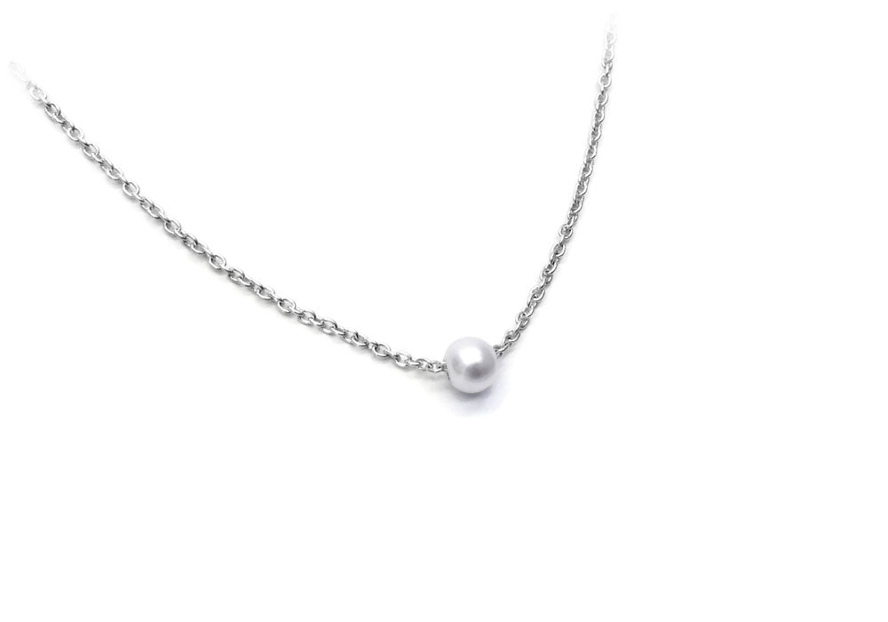 collier 1 perle chaîne sterling boule de neige