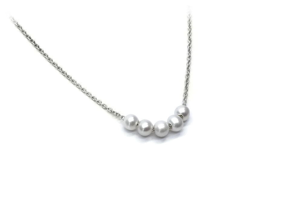 collier de 5 perles argent sterling 5 boules de neige