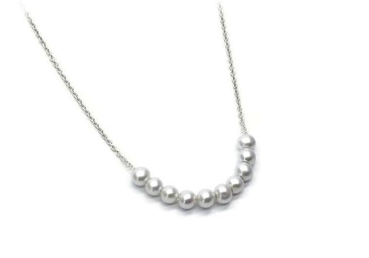 collier de 10 perles argent sterling 10 boules de neige