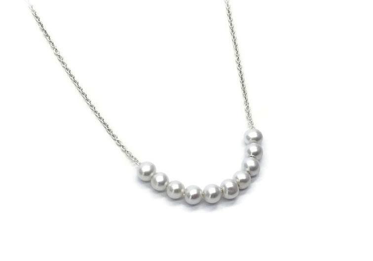 collier de 10 perles chaine or blanc 10 boules de neige