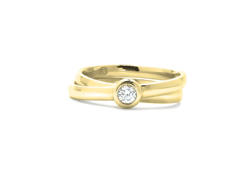 bague croisée diamant de laboratoire or jaune a l unisson