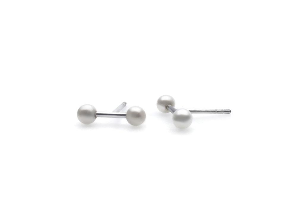 boucles oreille halteres argent sterling et perle blanche