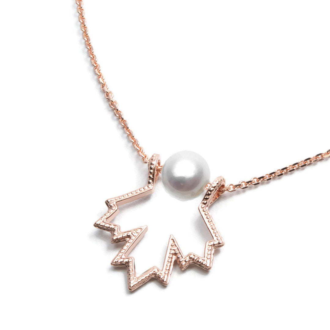 collier feuille érable avec perle or rose chic Canada