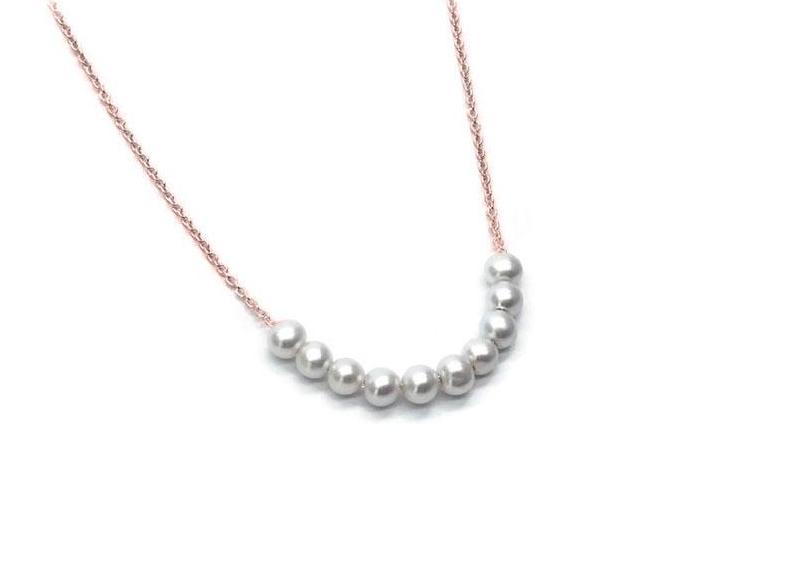 collier de 10 perles chaine or rose 10 boules de neige